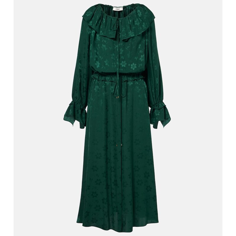Chloe ChloÃ Ruffled floral silk jacquard midi dress