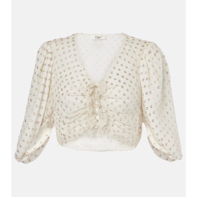 Chloe ChloÃ Jacquard silk-blend muslin crop top