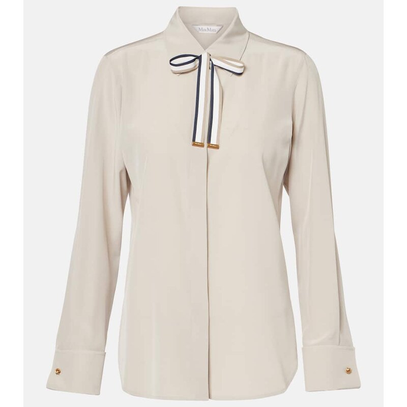 Max Mara Apollo bow-detail silk crÃªpe blouse