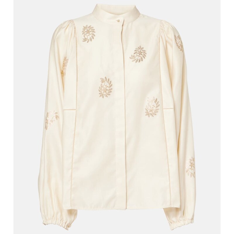 Max Mara Caladio embellished cotton satin blouse