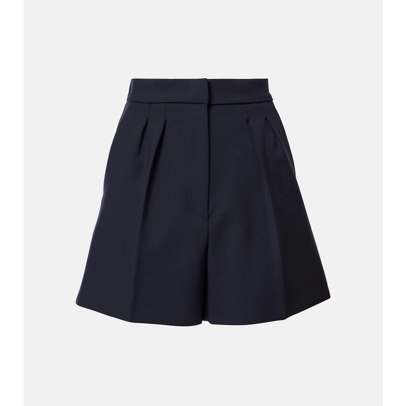 Max Mara Zic high-rise wool-blend canvas shorts