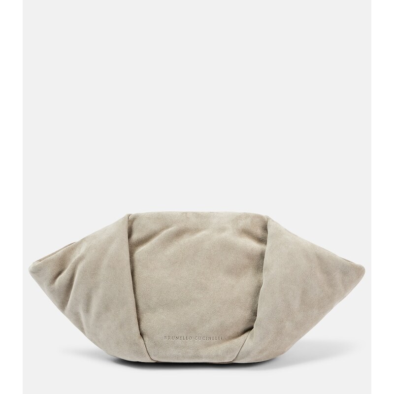 Brunello Cucinelli Fold-Over Small suede clutch