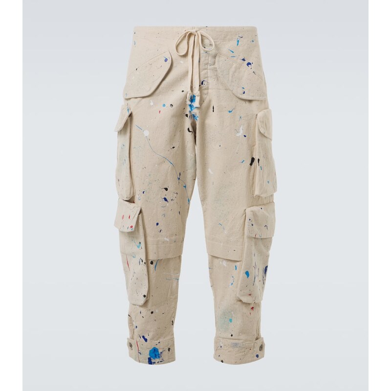 Greg Lauren Painters printed cotton cargo pants