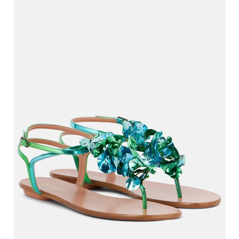 Aquazzura Summer Sun metallic leather thong sandals