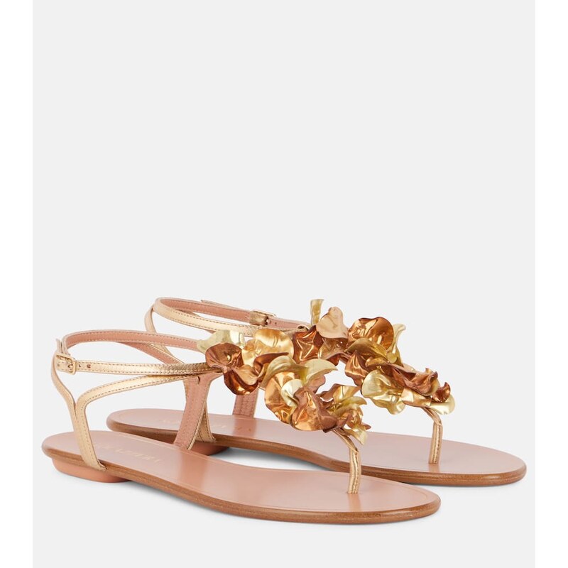 Aquazzura AppliquÃ metallic leather sandals