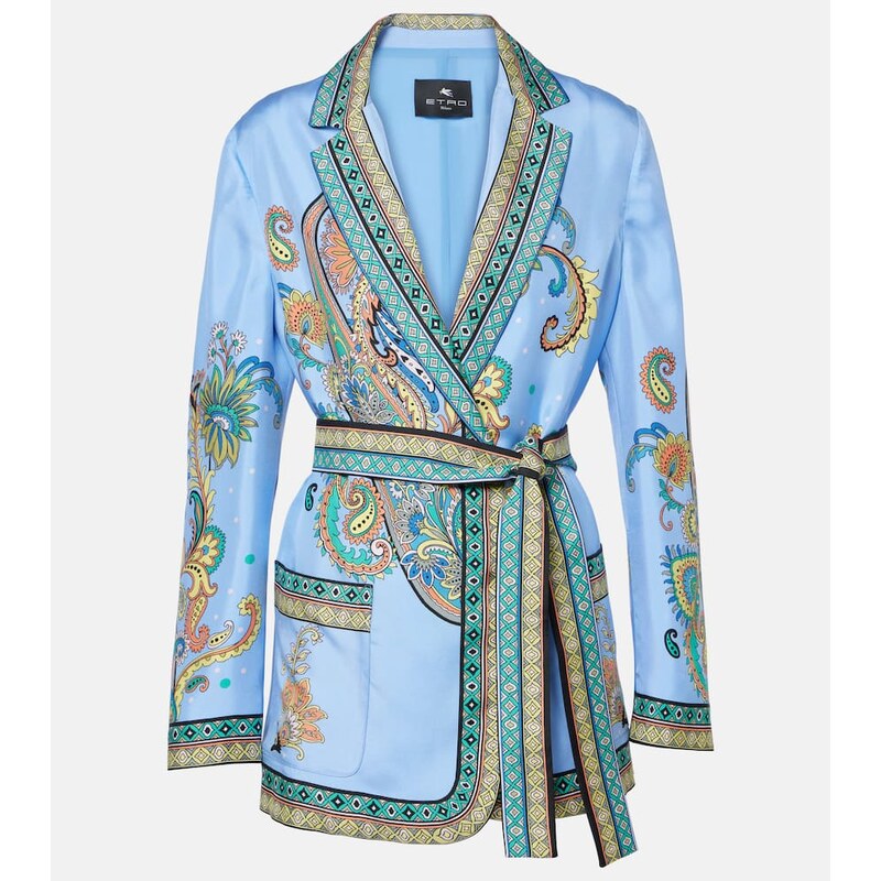 Etro Paisley silk twill wrap blazer
