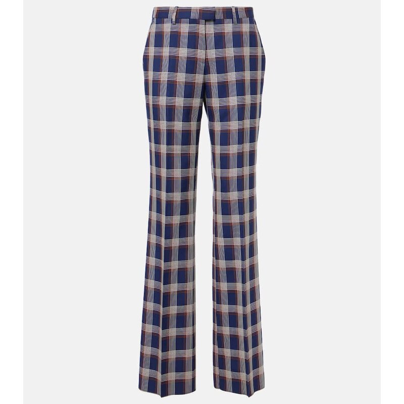 Etro Checked high-rise wool wide-leg pants