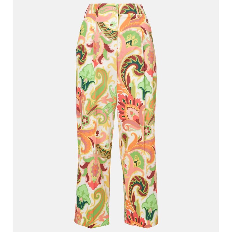 Etro Printed cotton wide-leg pants