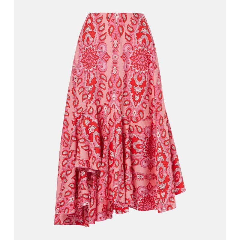 Etro Paisley asymmetric cotton midi skirt