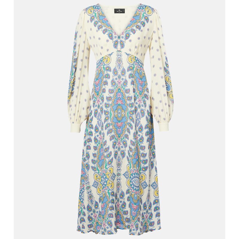 Etro Paisley crÃªpe de chine midi dress