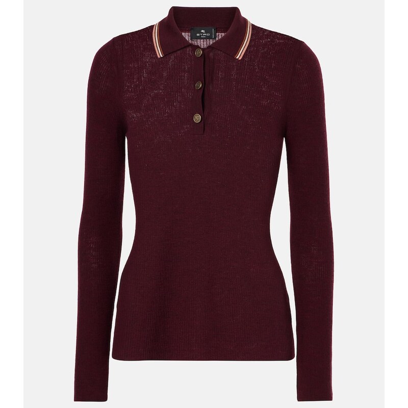 Etro Printed wool and cotton polo sweater