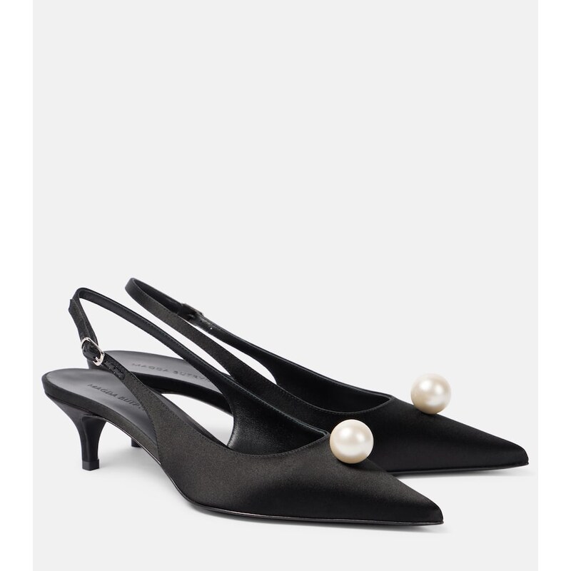 Magda Butrym Embellished satin slingback pumps