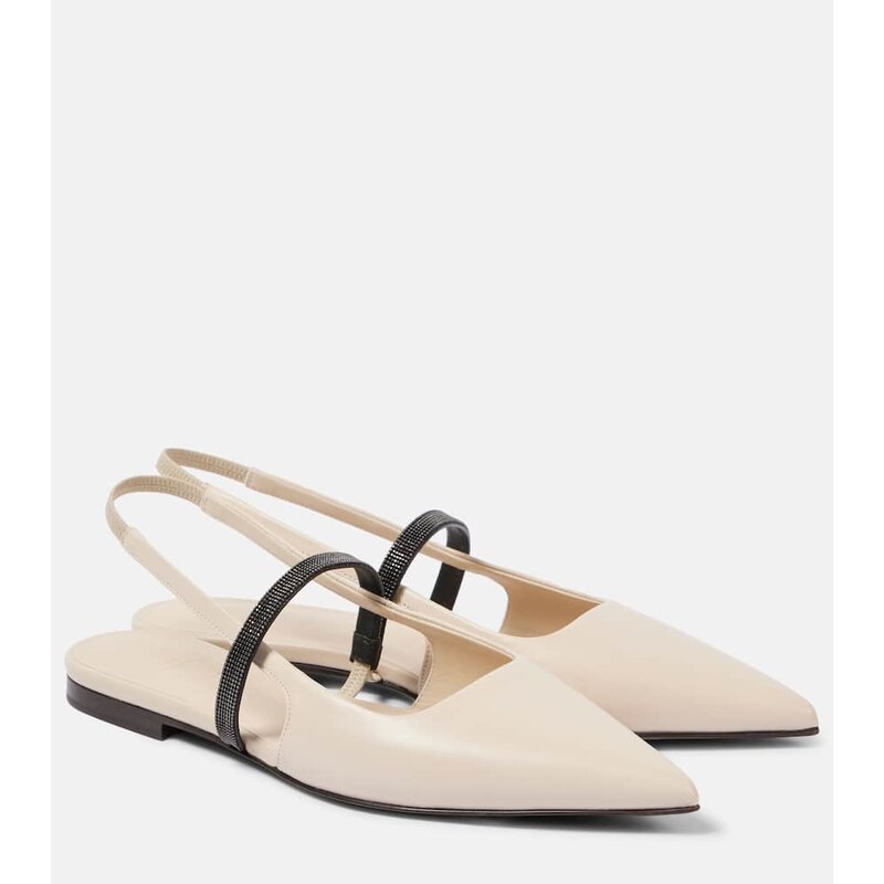 Brunello Cucinelli Pointy leather slingback pumps