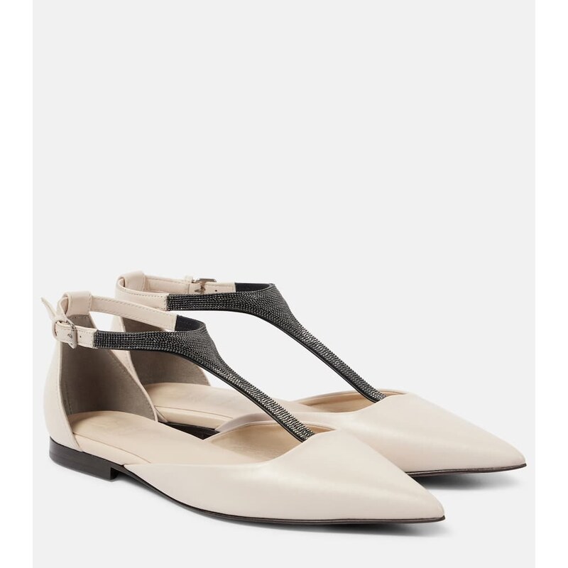 Brunello Cucinelli Monili leather flats