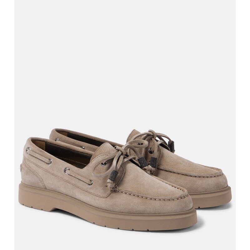 Brunello Cucinelli Monili suede boat shoes