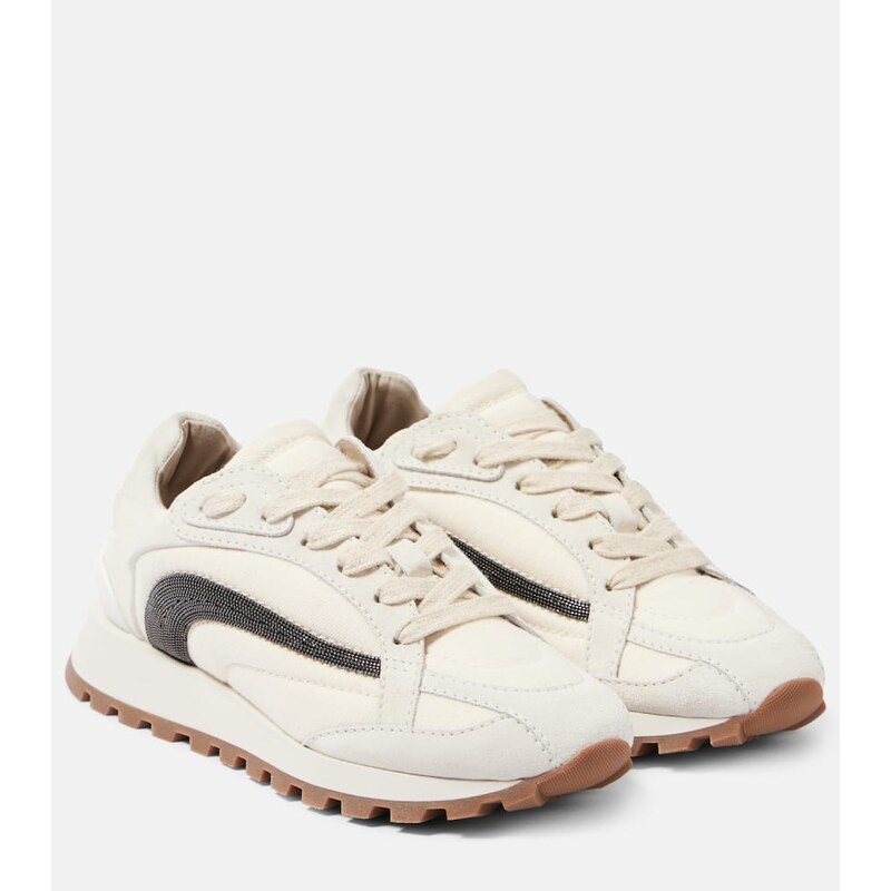 Brunello Cucinelli Monili suede-trimmed sneakers