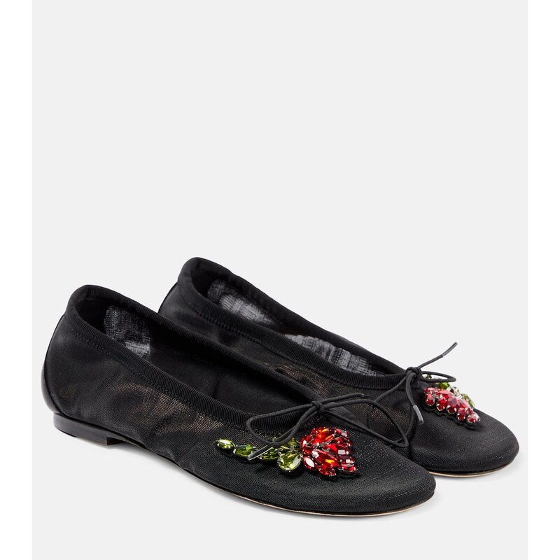 Simone Rocha Bow-detail embellished ballet flats