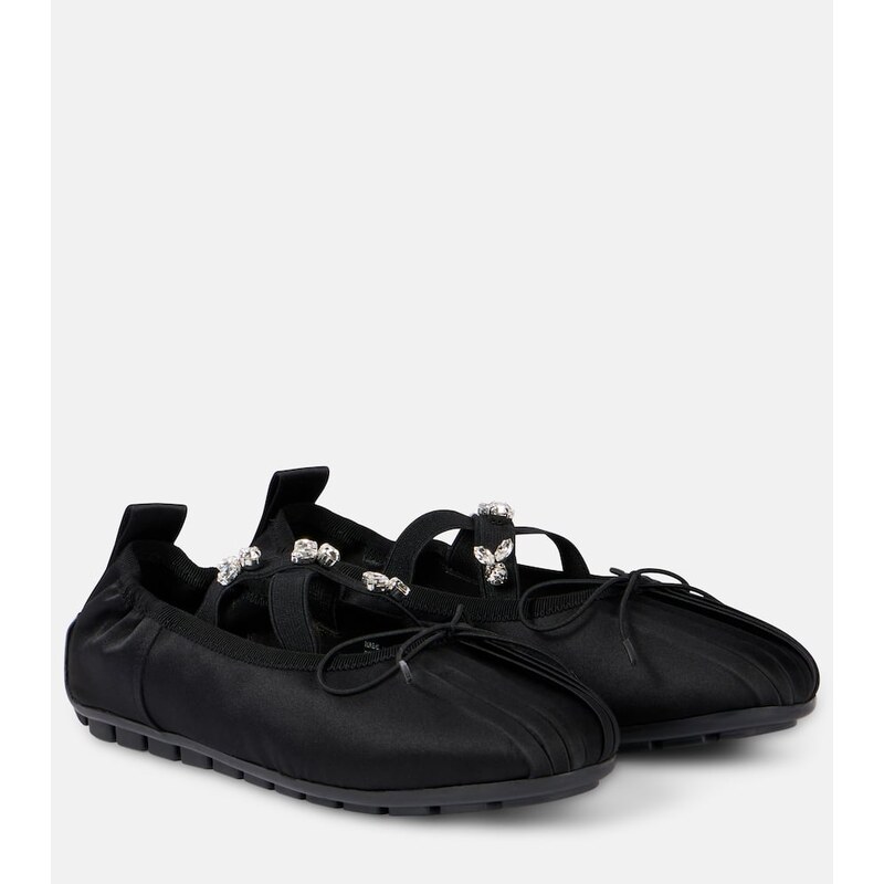 Simone Rocha Embellished satin ballet flats