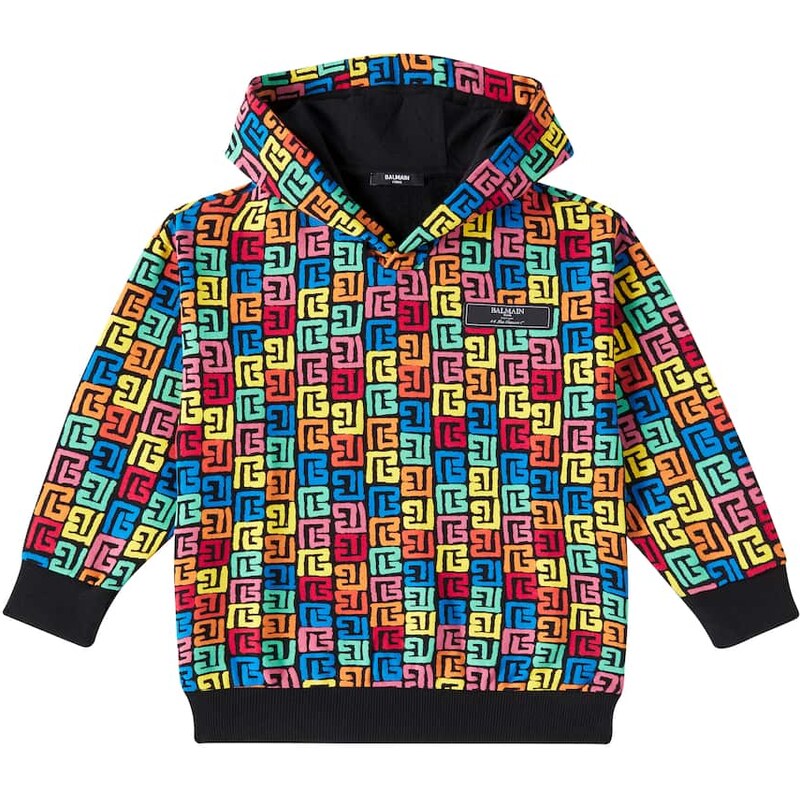 Balmain Kids Monogram cotton jersey hoodie