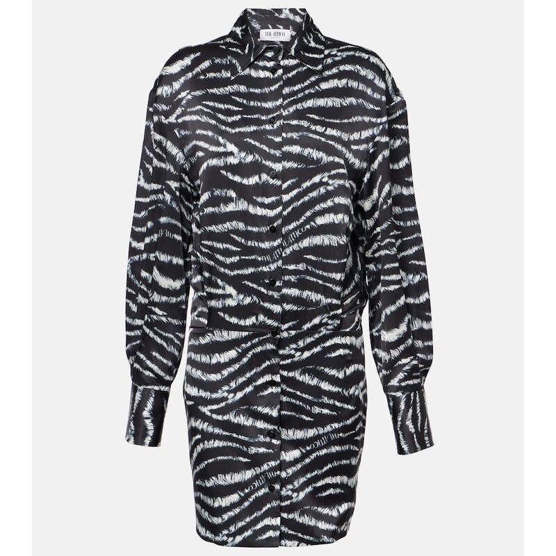 The Attico Silvye zebra-print satin shirt dress