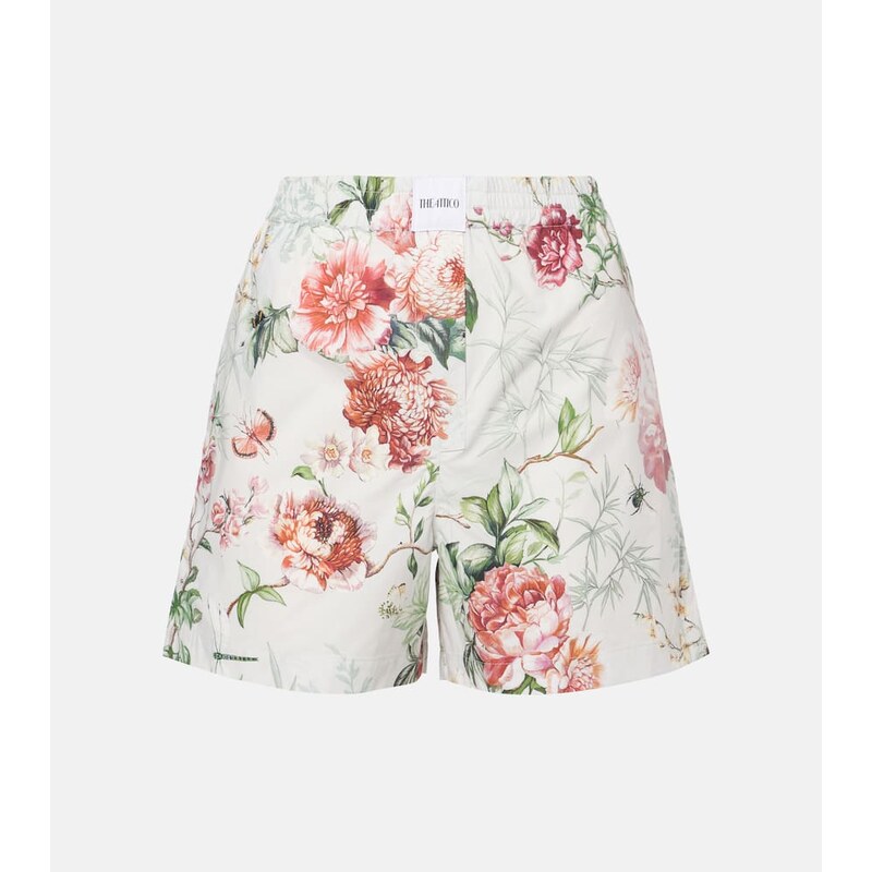 The Attico Floral cotton poplin shorts