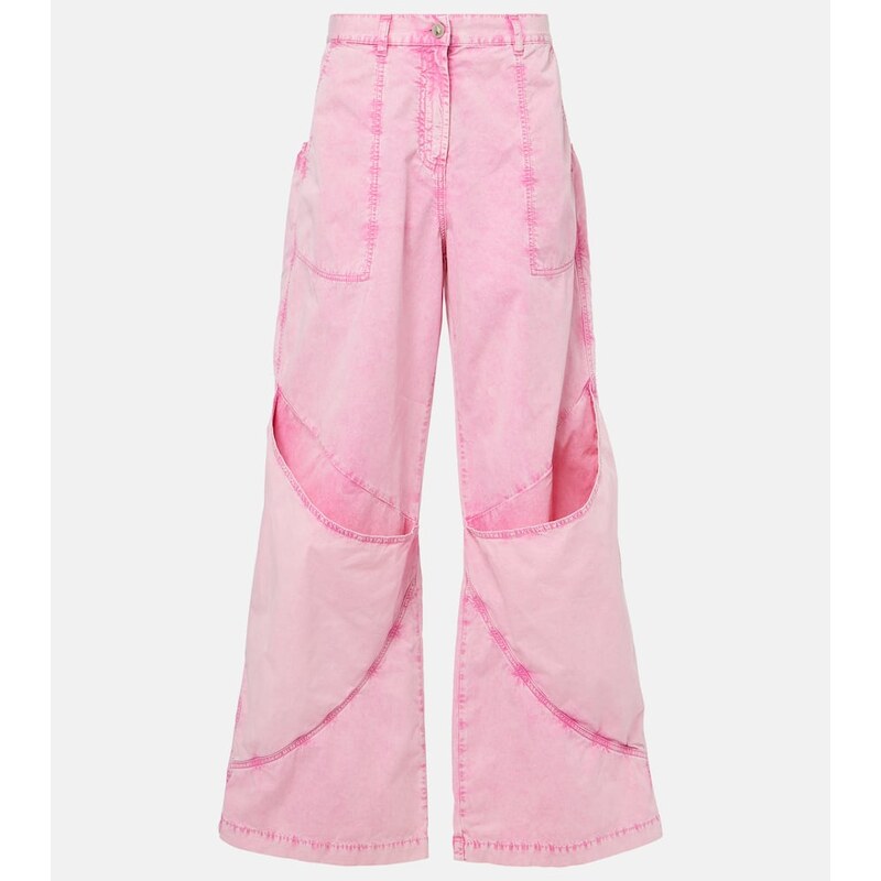 The Attico Mid-rise cotton canvas wide-leg pants