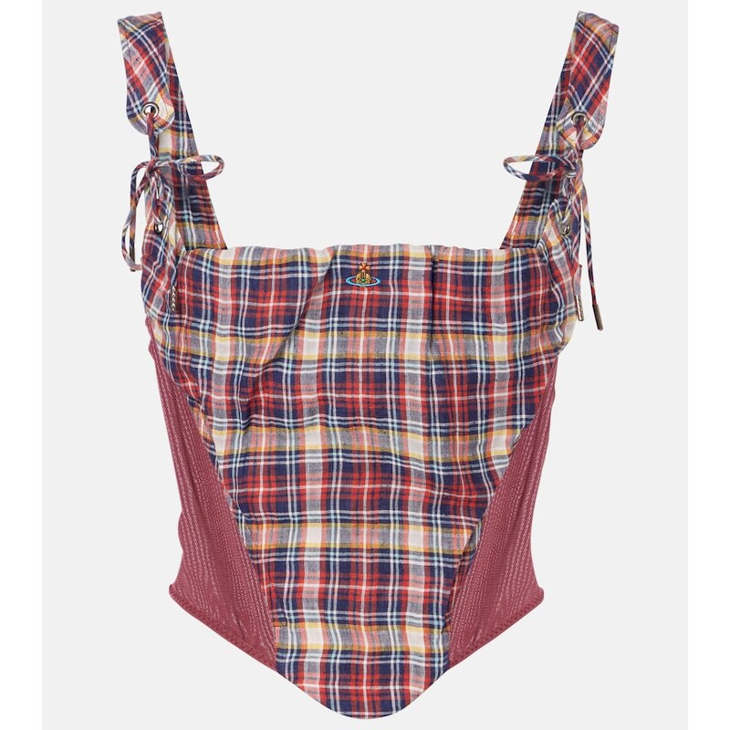 Vivienne Westwood Puppy tartan linen and cotton corset