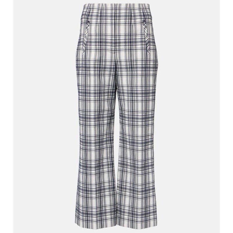 Veronica Beard Dova plaid cotton-blend wide-leg pants