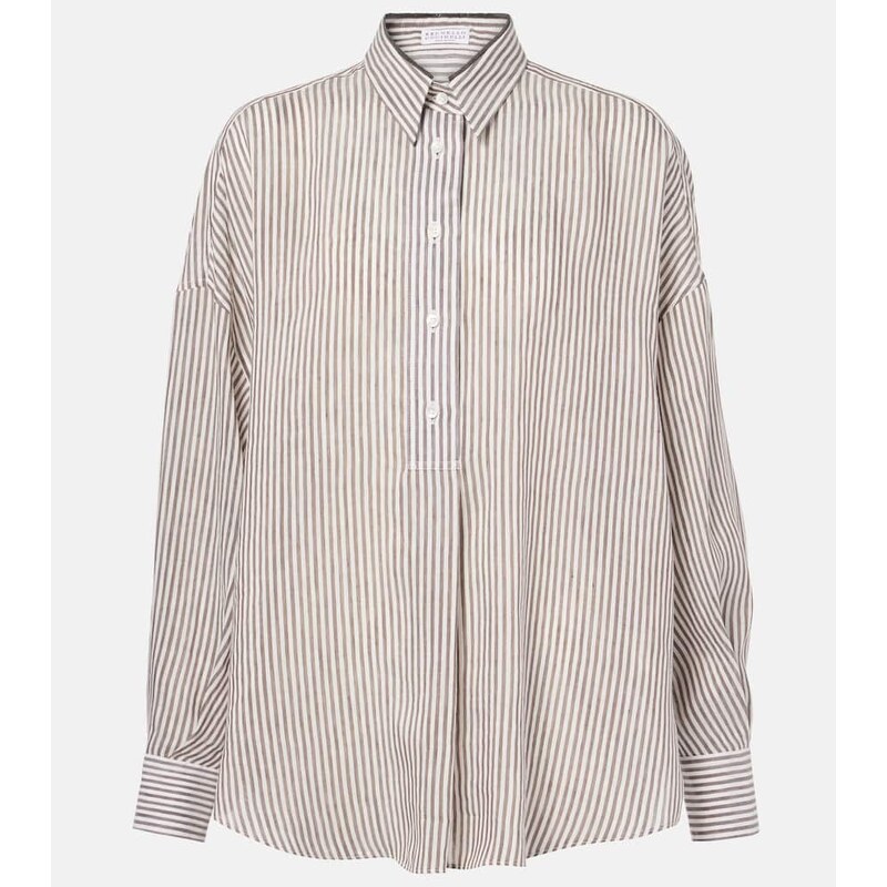 Brunello Cucinelli Striped linen and silk shirt