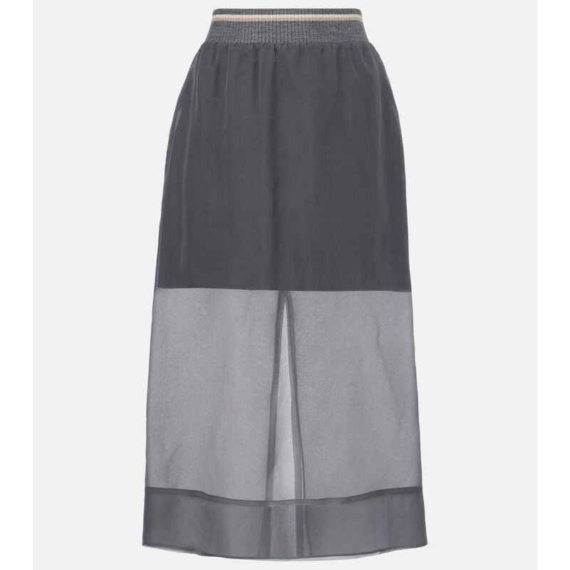 Brunello Cucinelli Sheer silk midi skirt