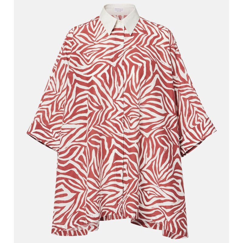 Brunello Cucinelli Printed cotton and silk shirt