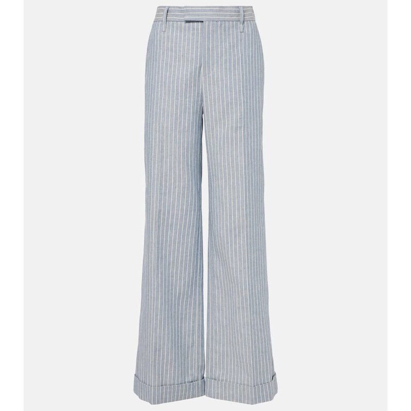 Brunello Cucinelli Linen and cotton-blend wide-leg pants