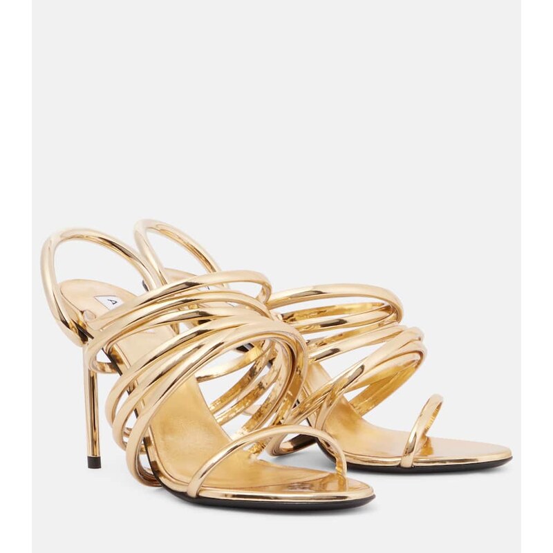 Alaïa Spiral 90 metallic leather sandals