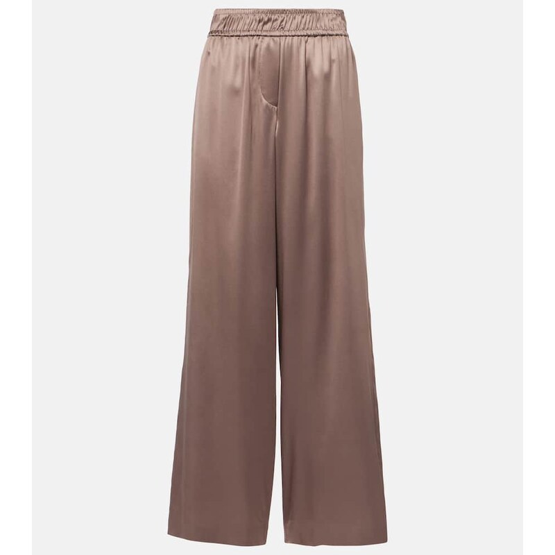 Brunello Cucinelli Silk-blend satin wide-leg pants