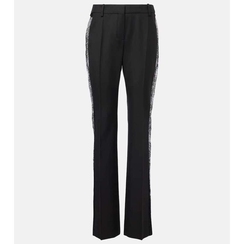 Nina Ricci Lace-trimmed wool straight pants