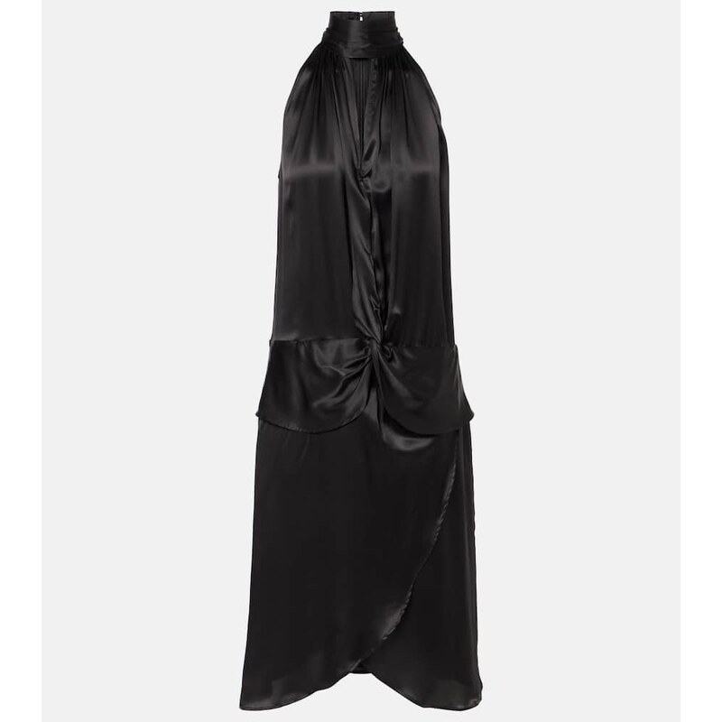 Nina Ricci Gathered halterneck satin minidress