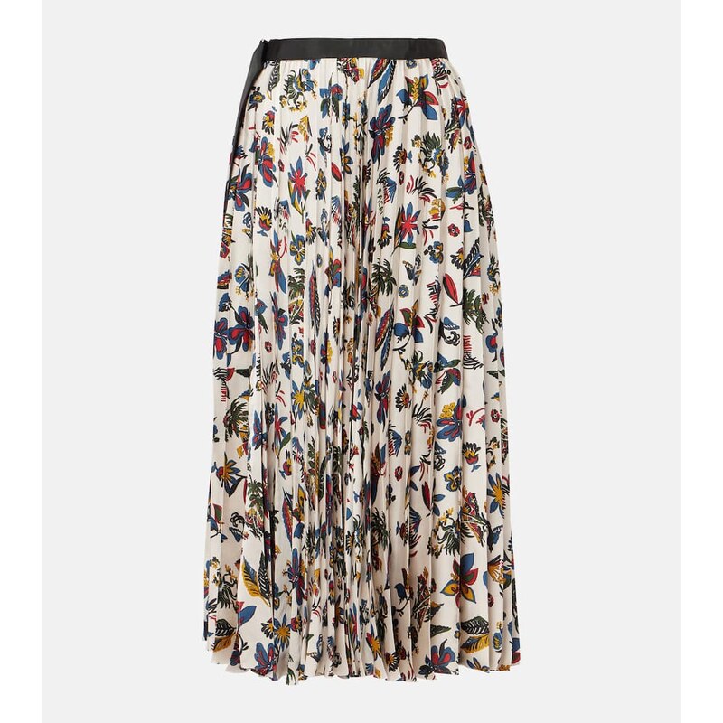 Sacai Printed pleated midi skirt