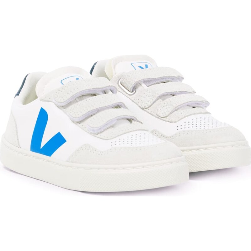 Veja Kids V-90 suede-trimmed leather sneakers