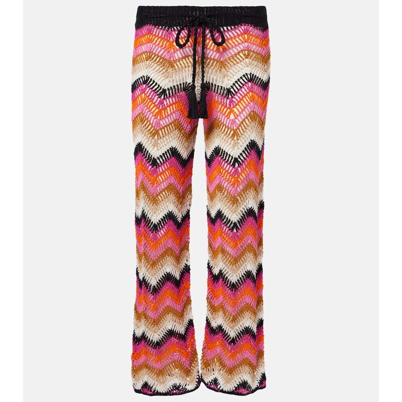 Anna Kosturova Cotton crochet wide-leg pants