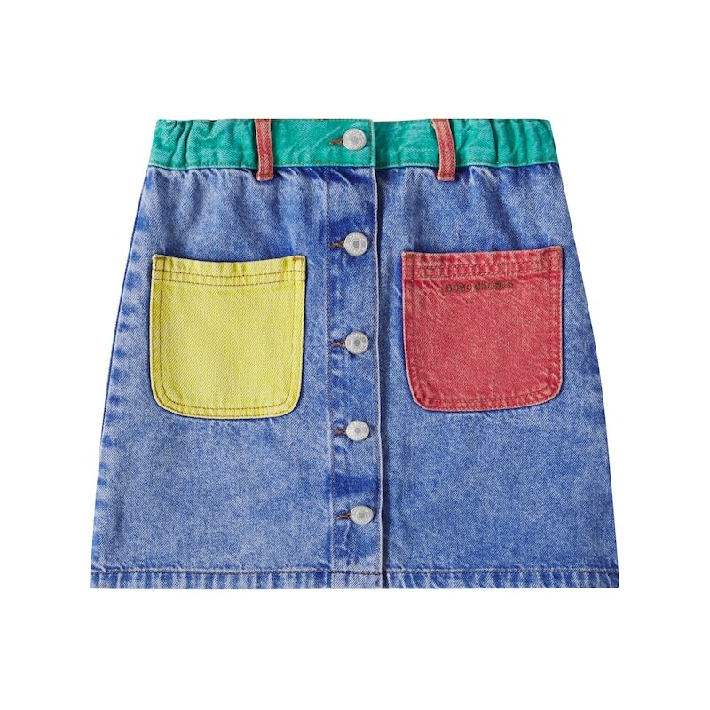 Bobo Choses Colorblock denim skirt