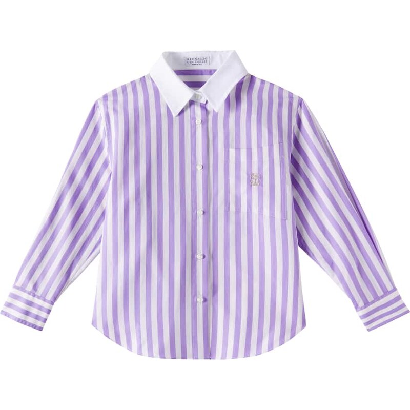 Brunello Cucinelli Kids Striped cotton and silk blouse