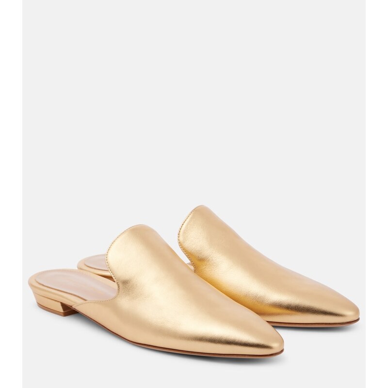 Gianvito Rossi Raja metallic leather mules