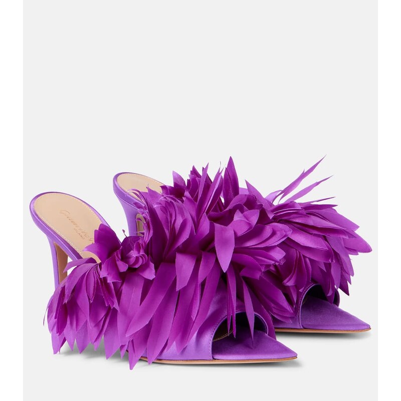 Gianvito Rossi Daniah 85 embellished crÃªpe satin mules