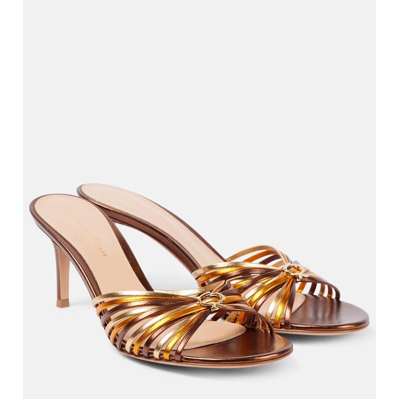 Gianvito Rossi Vyna 70 metallic leather mules