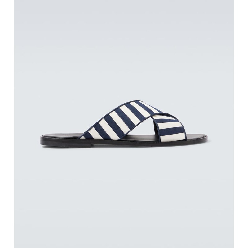 Manolo Blahnik Otawi striped canvas slides