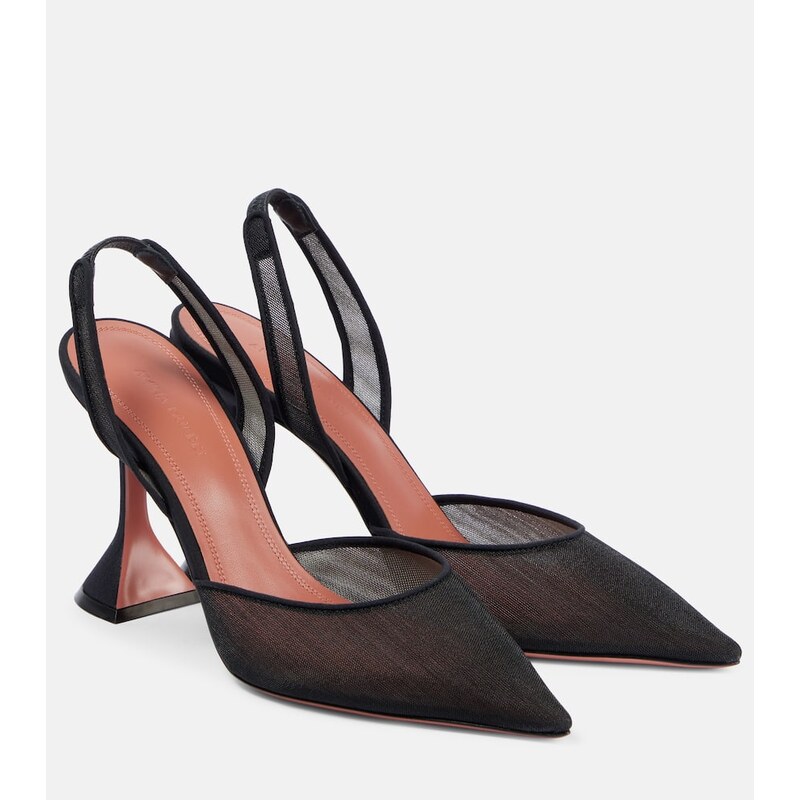 Amina Muaddi Holli mesh slingback pumps