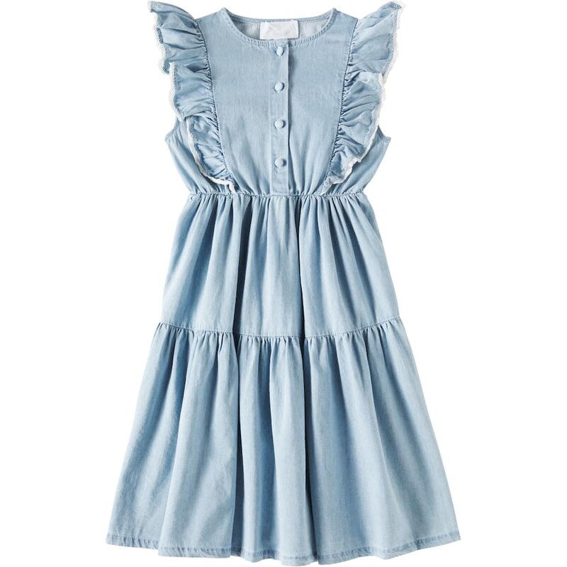 Cera Una Volta Bella ruffled tiered denim dress