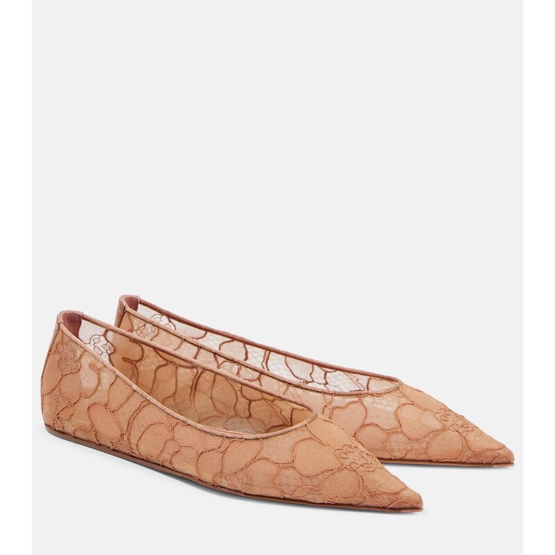 Amina Muaddi Barbara lace ballet flats