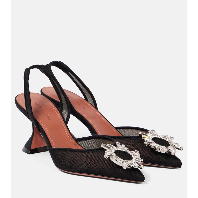 Amina Muaddi Begum 70 mesh slingback pumps