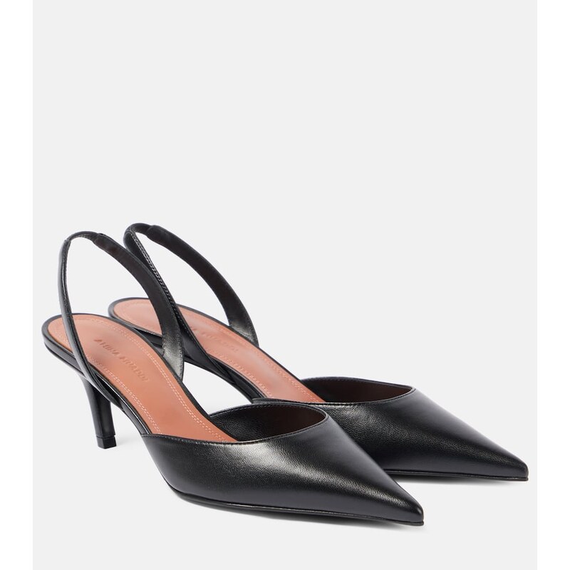Amina Muaddi Sofia leather slingback pumps